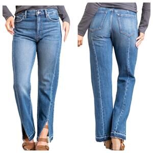 Kancan Women's Jeans Vintage 90s SZ 9 /28 Kick Pleat Blue High Rise Wide Leg NEW